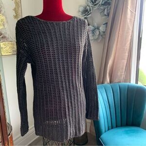 KENNETH COLE GRAY CROCHET SWEATER